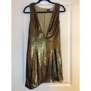 NBD gold sequin asymmetrical dress